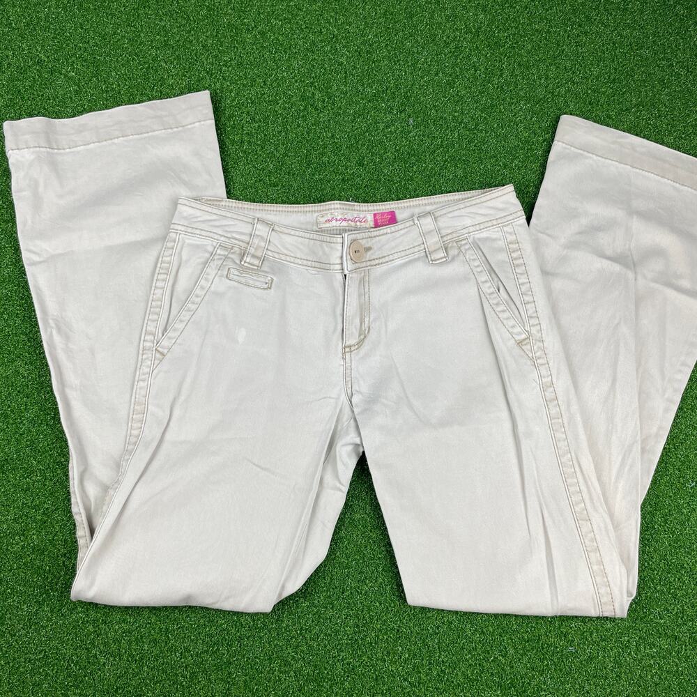 Y2K Aeropostale Low Rise Khaki Flare Pants Sz 3/4